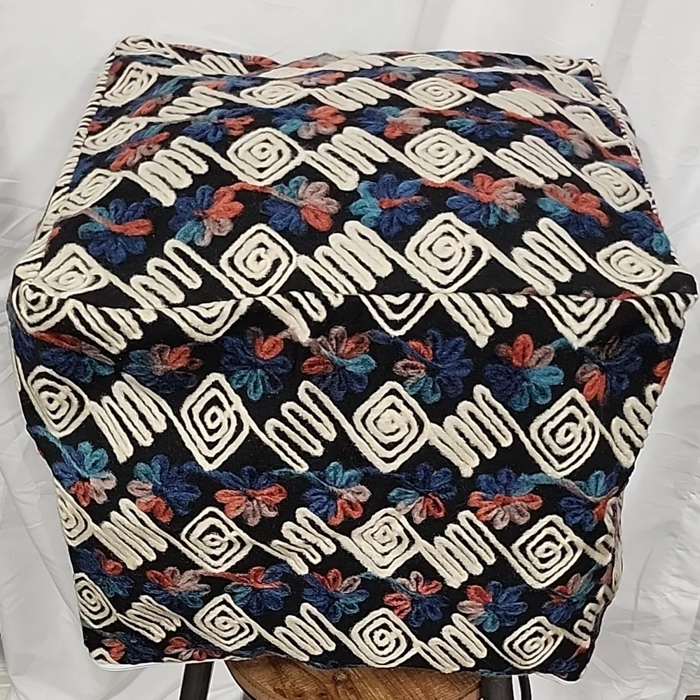 Geometric Patterned Pouf Cover